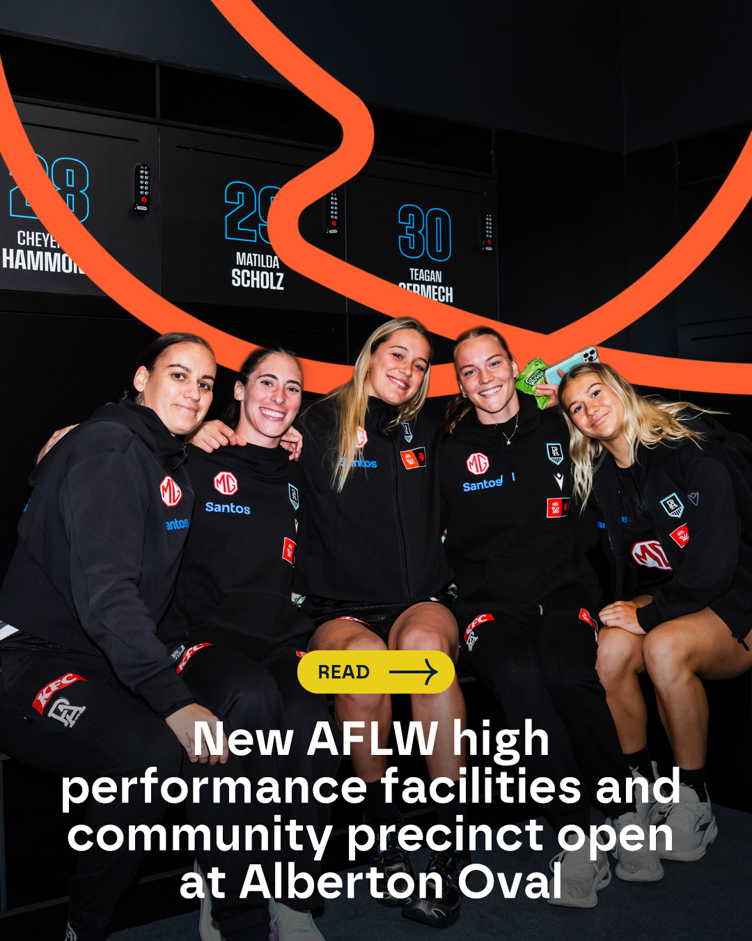 AFLW players in changeroom